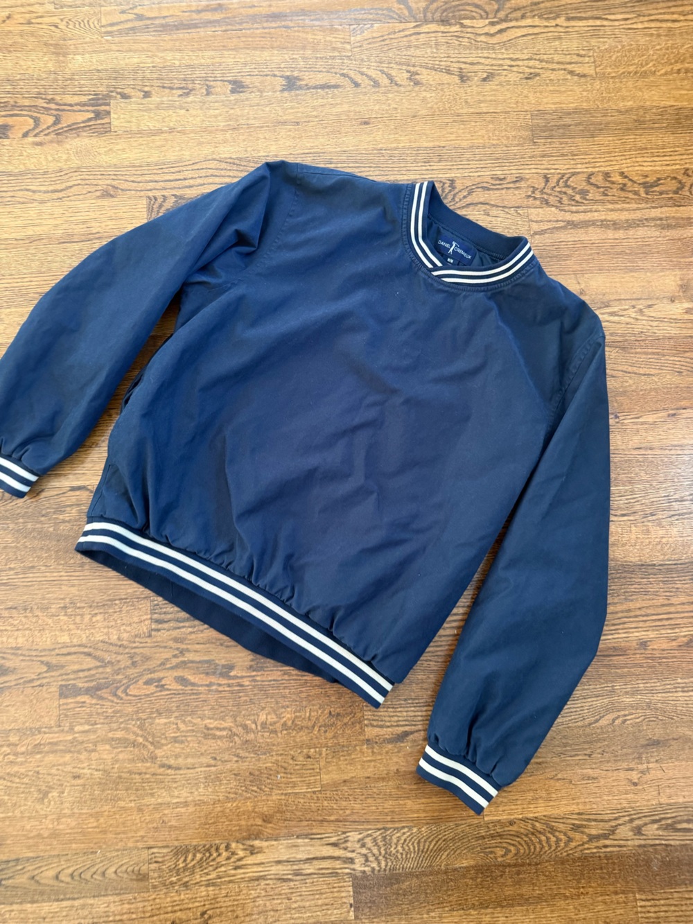 Daniel Cremieux Navy Pullover Bomber with Striped Trim
